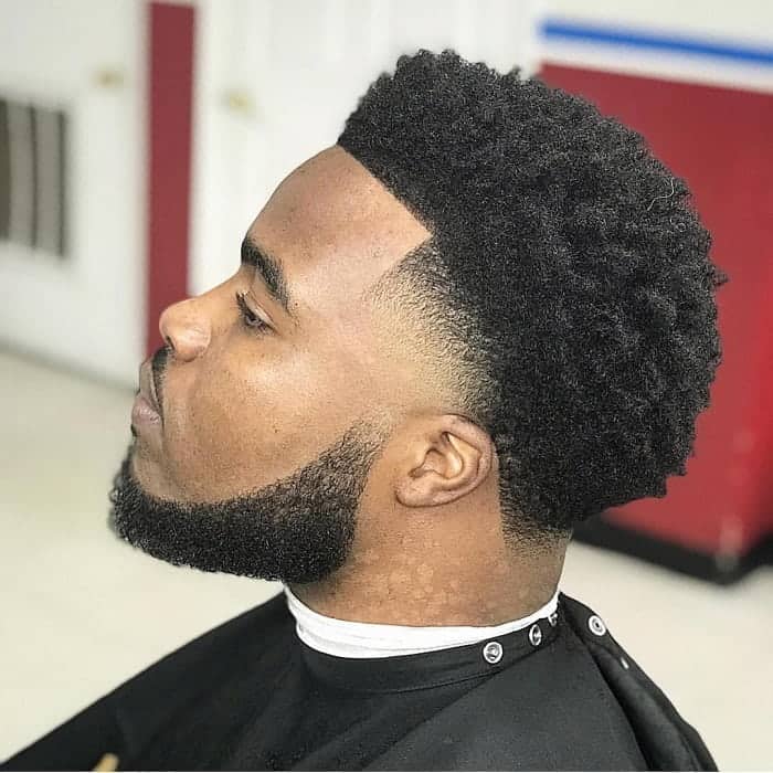 Taper Fade Afro with Beard  