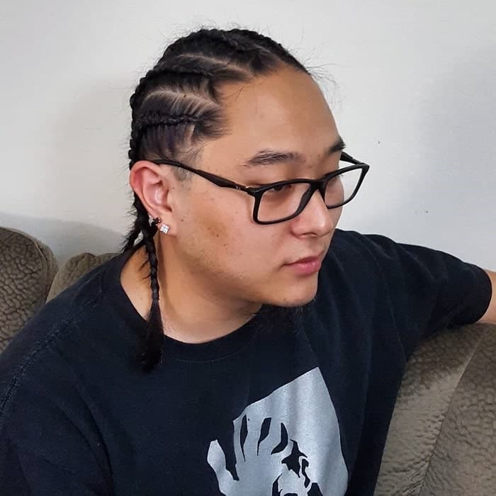 Asian Cornrow on Long Hair for Men