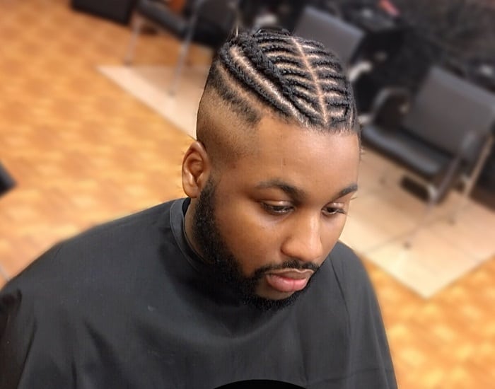 Black Man Braids with High Fade