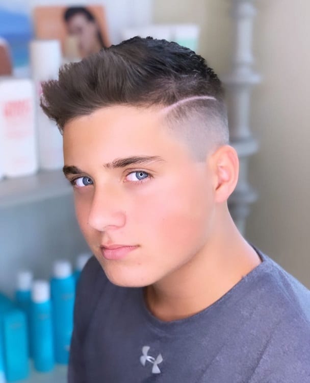 Fade Haircut for Boys with Line