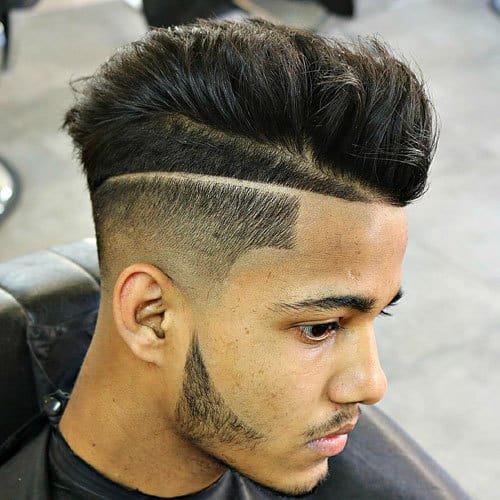 faux hawk fade with line