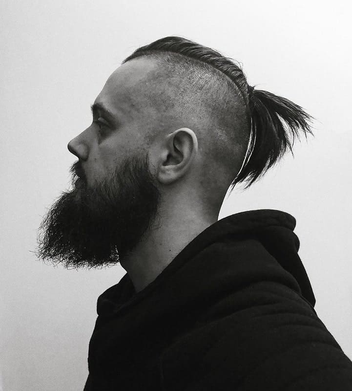 Man Ponytail with Shaved Sides  