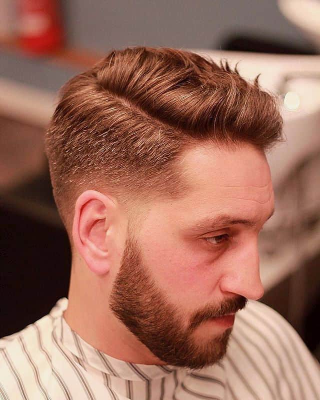 Men Snazzy Side-Part hairstyle with Round Face Shape