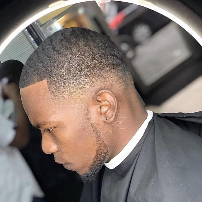 Black Bald Fade with Waves