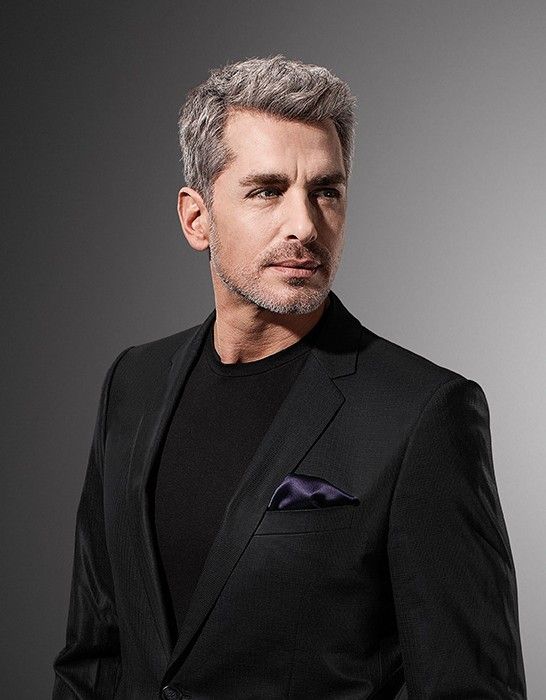 simple medium-length gray hairstyle for old men 