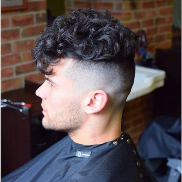 Curly Cropped Fringe and Low Fade