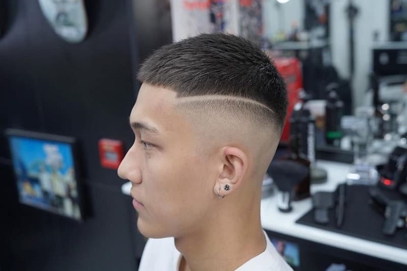 Mid Skin Fade on Asian Hair  