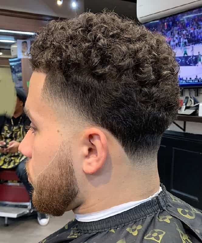 Short Curly Taper Fade 