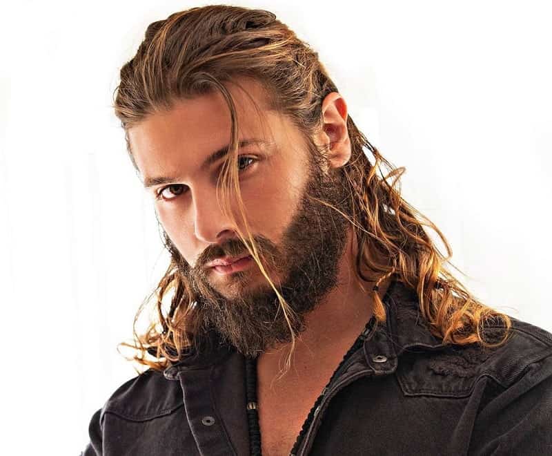 Slick Back Long Hair with Beard