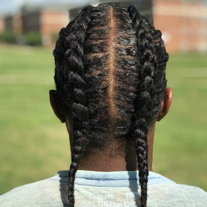 Men's Long Hair with Two Braids