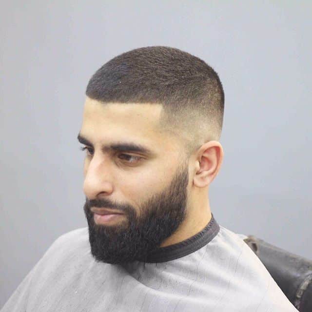 high fade Buzz Cuts hairstyle with beard