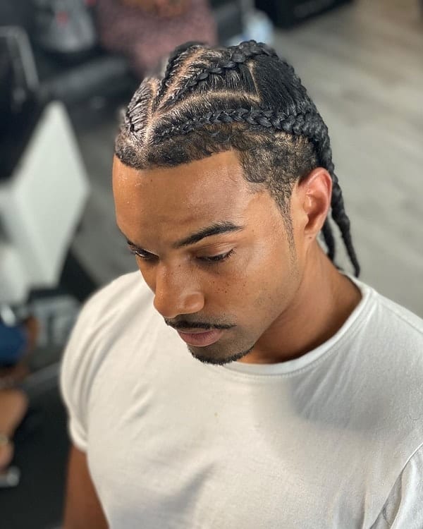 Black Man Braids  on Long Hair