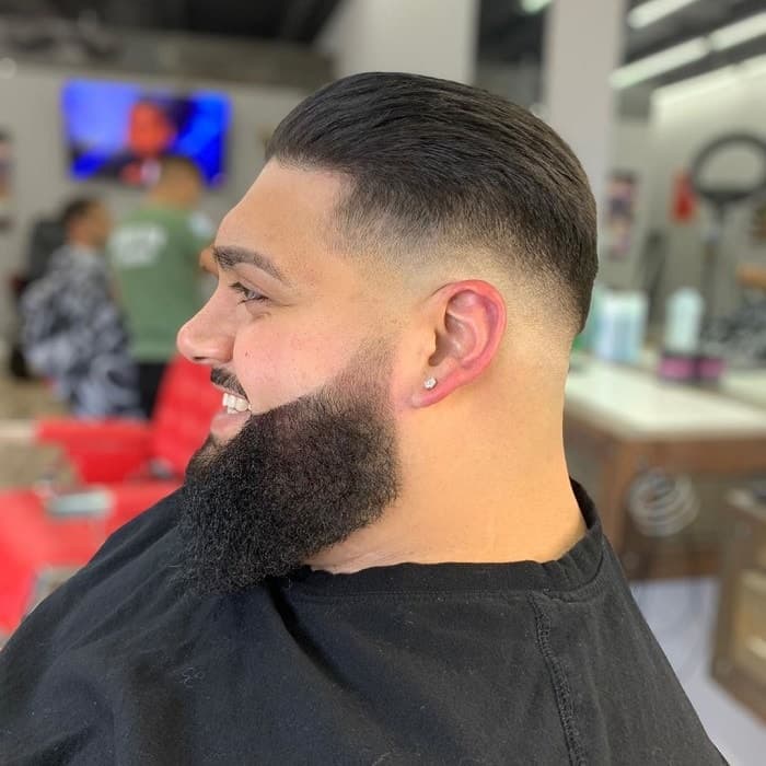 Slick Back Hair with Low Skin Fade