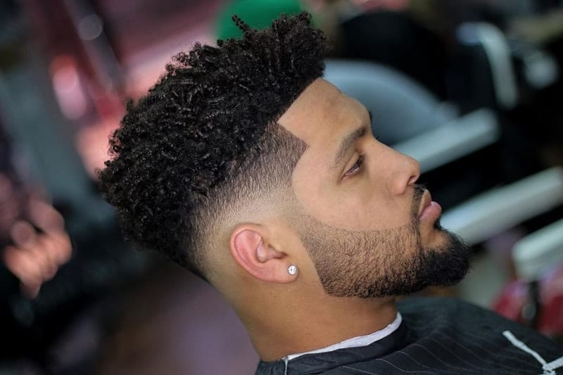 7 Curly Taper Fade With Beard 