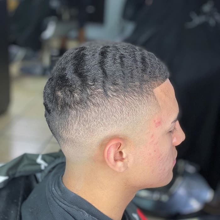 Low Skin Fade with Waves