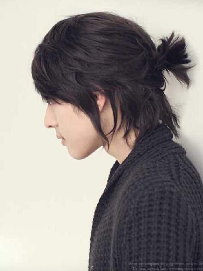 Man Mullet Hair with Ponytail