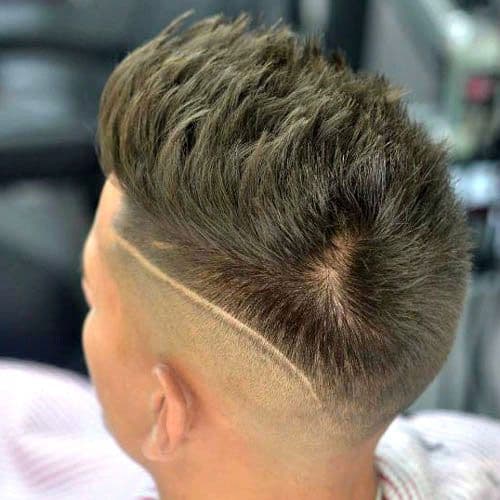 faux hawk fade with line