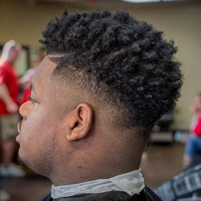 Afro Hair with Tapered Drop Fade