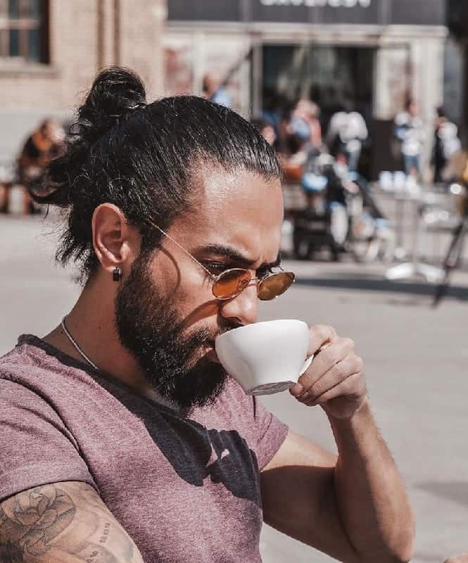 Slick Back Man Ponytail for Long Hair