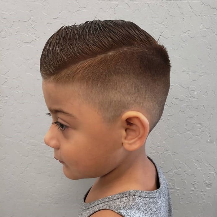 Medium Undercut Haircut Little Boy with Curly Hair