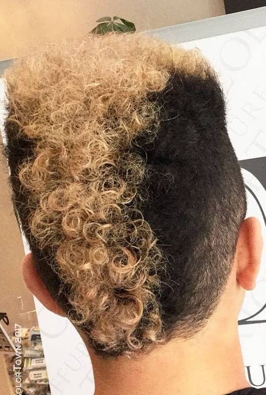 Afro mohawk with blonde ends 