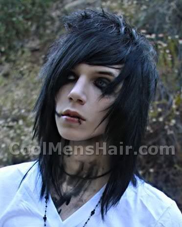 Photo of Andy Six long emo hairstyle.