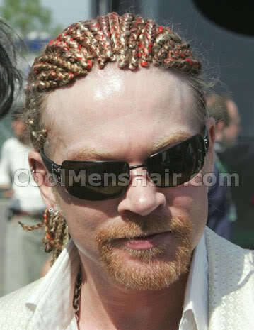Image of Axl Rose cornrow hairstyle.