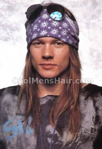 Photo of Axl Rose long hair style. 
