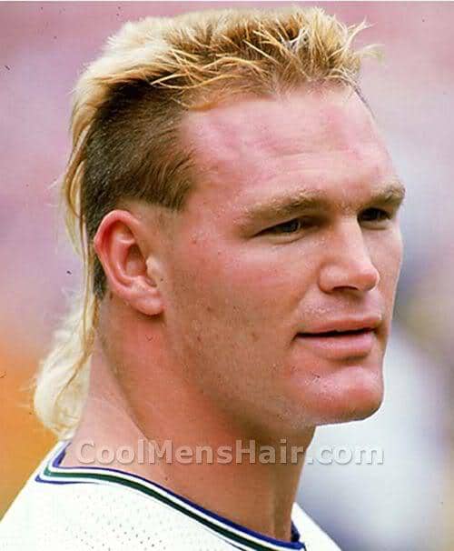 Photo of Brian Bosworth mullet hairstyle.