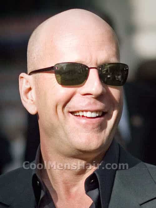 Photo of Bruce Willis shaved head.