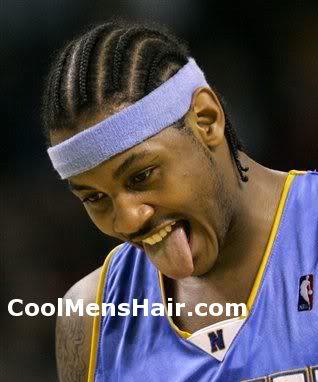 Image of NBA player, Carmelo Anthony cornrows styles. 