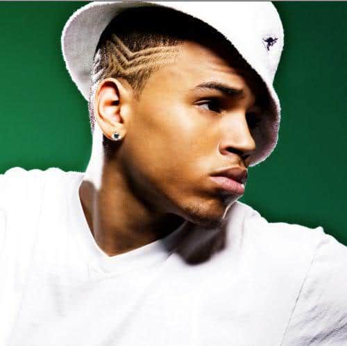 Image of Chris Brown with lines in hair