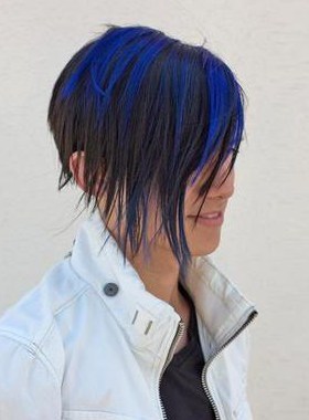 Cole Plante with blue streaked hair