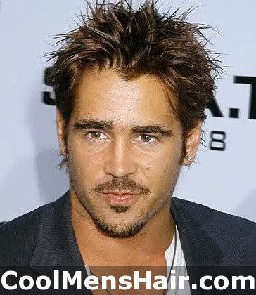 Photo of Colin Farrell messy hairstyle. 