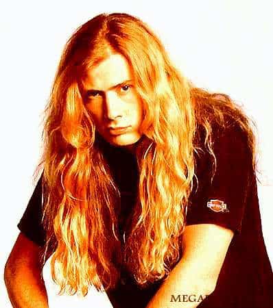 Photo of Dave Mustaine heavy metal hairstyle.