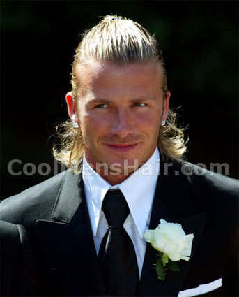 Picture of David Beckham long hairstyle for men.