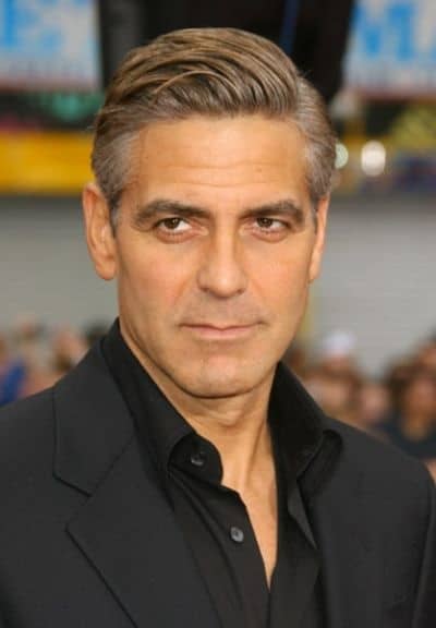 george clooney's pompadour with side part