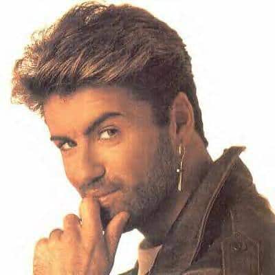 Picture of George Michael short sides hair.