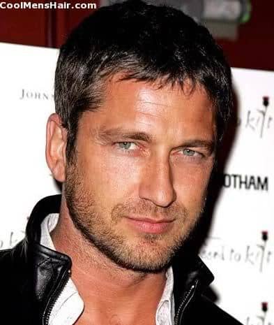 Picture of Gerard Butler caesar cut style for men. 