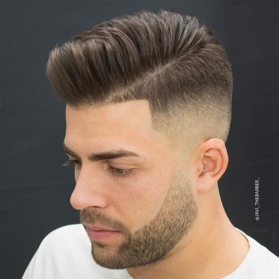 Business Comb Over Hairstyle Comb Over Taper Fade With Refined Beard   High Fade Comb Over 03 