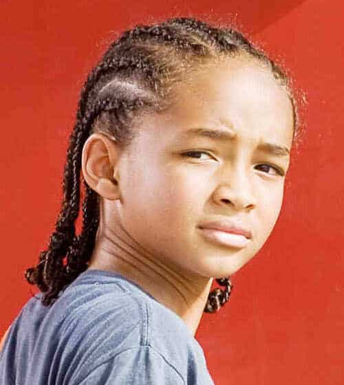 Image de Jaden Smith cornrow tresse les cheveux.