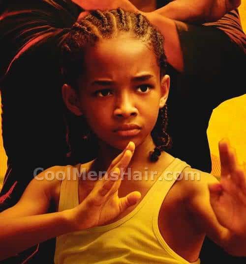 Photo de la coiffure de Jaden Smith cornrows dans Le Karaté Kid.