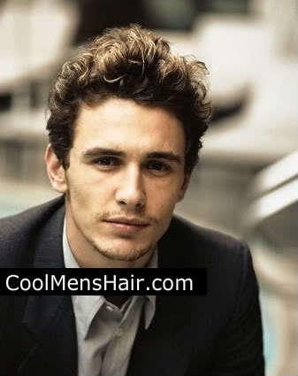 Photo of James Franco mens curly hairstyle. 