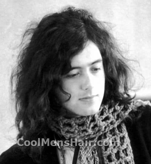 Photo of Jimmy Page long hairstyle.
