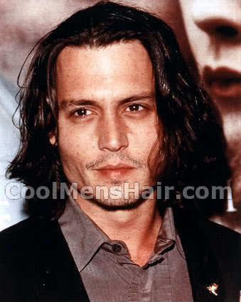 Photo of Johnny Depp long hair. 