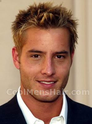 Photo of Justin Hartley messy spiky hairstyle.