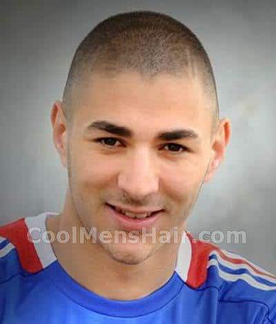 Picture of Real Madrid striker, Karim Benzema buzz cut.