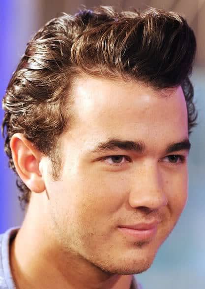 Kevin Jonas pompadour hairstyle picture.