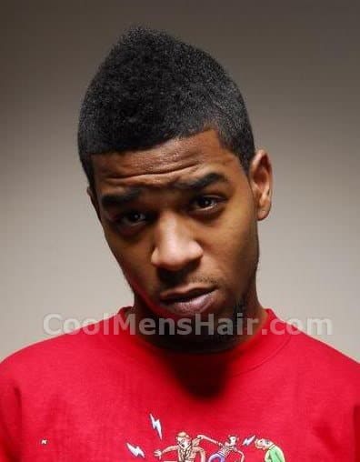 Picture of Kid Cudi curly mohawk hairstyle.