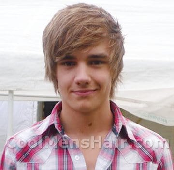 Image of Liam Payne side bangs hairstyle with razored ends.